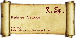 Kehrer Szidor névjegykártya